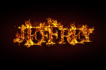Jeffrey name made of fire and flames