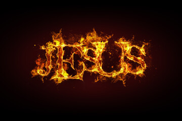 Jesus name made of fire and flames
