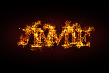 Jimmie name made of fire and flames