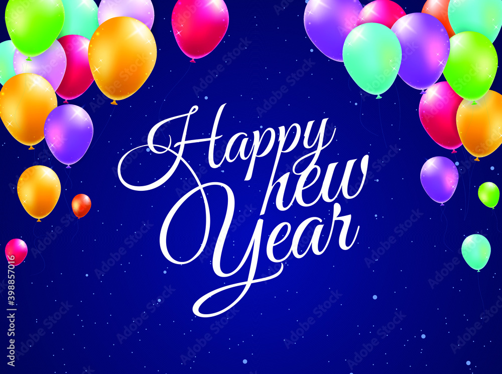 Poster high quality happy new year on gradient background . isolated vector elements