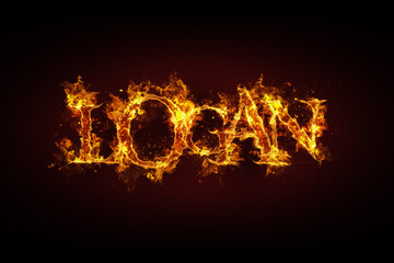 Logan name made of fire and flames