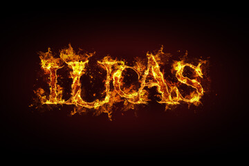 Lucas name made of fire and flames