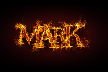 Mark name made of fire and flames