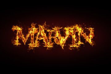 Marvin name made of fire and flames