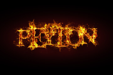 Peyton name made of fire and flames