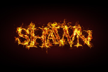 Shawn name made of fire and flames