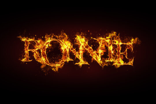 Ronnie name made of fire and flames