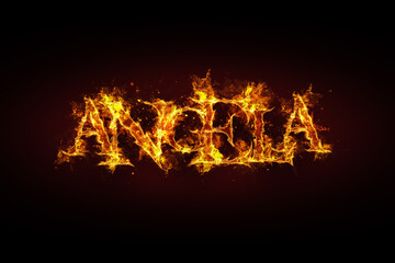 Angela name made of fire and flames