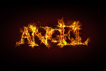 Fototapeta premium Angel name made of fire and flames