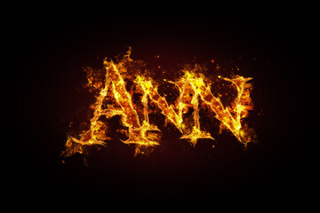 Fototapeta na wymiar Ann name made of fire and flames