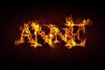 Fototapeta na wymiar Anne name made of fire and flames