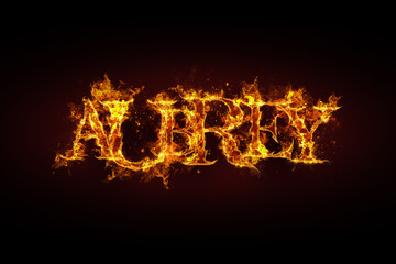 Aubrey name made of fire and flames