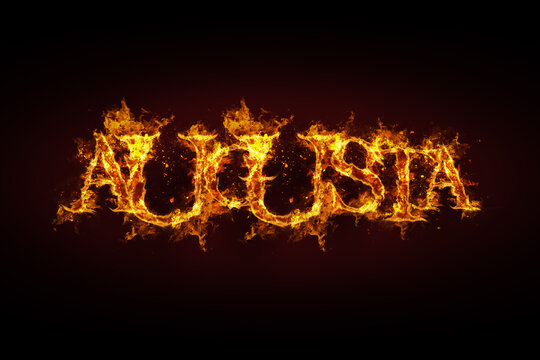Augusta name made of fire and flames