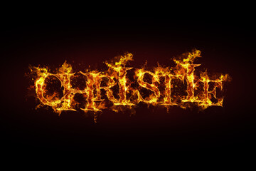 Christie name made of fire and flames