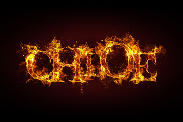 Chloe name made of fire and flames