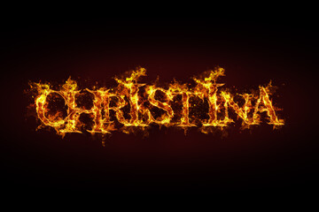 Christina name made of fire and flames