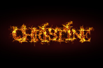 Christine name made of fire and flames