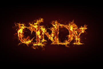 Fototapeta premium Cindy name made of fire and flames