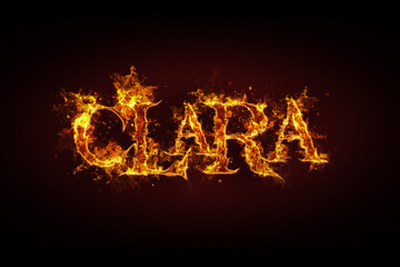 Clara name made of fire and flames