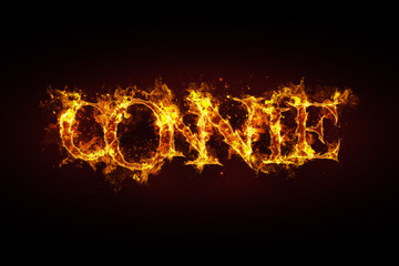 Fototapeta premium Connie name made of fire and flames