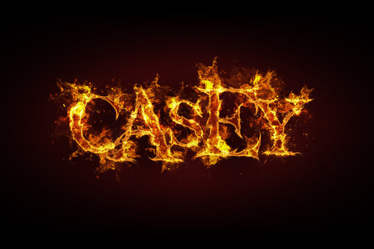 Casey name made of fire and flames