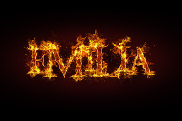 Emilia name made of fire and flames