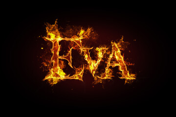 Fototapeta na wymiar Eva name made of fire and flames