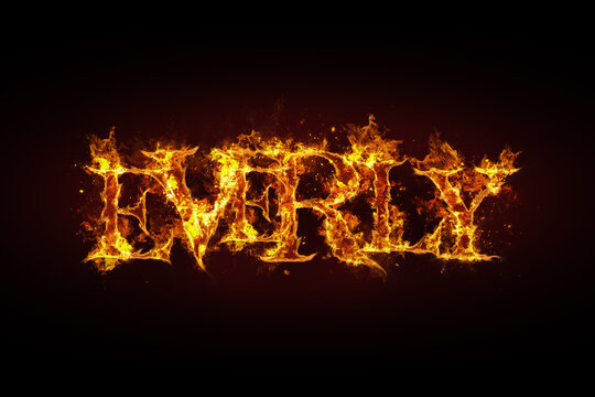 Everly name made of fire and flames