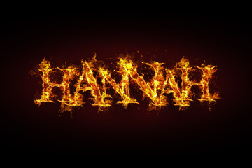 Hannah name made of fire and flames