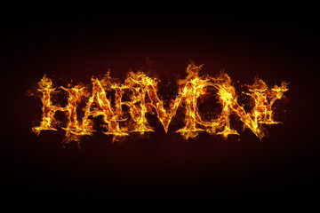 Harmony name made of fire and flames