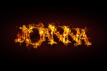 Joanna name made of fire and flames