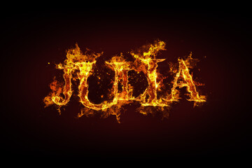 Julia name made of fire and flames