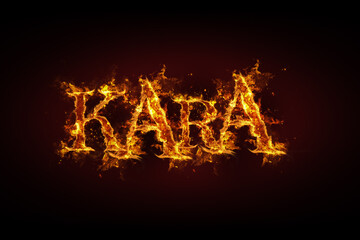 Fototapeta na wymiar Kara name made of fire and flames