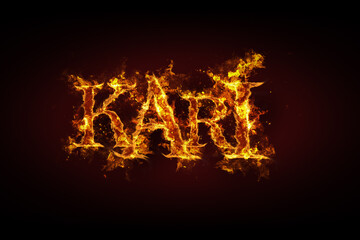 Fototapeta na wymiar Kari name made of fire and flames