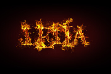 Fototapeta na wymiar Lelia name made of fire and flames