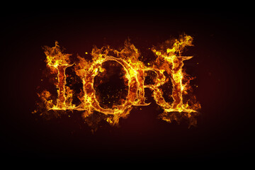 Lori name made of fire and flames