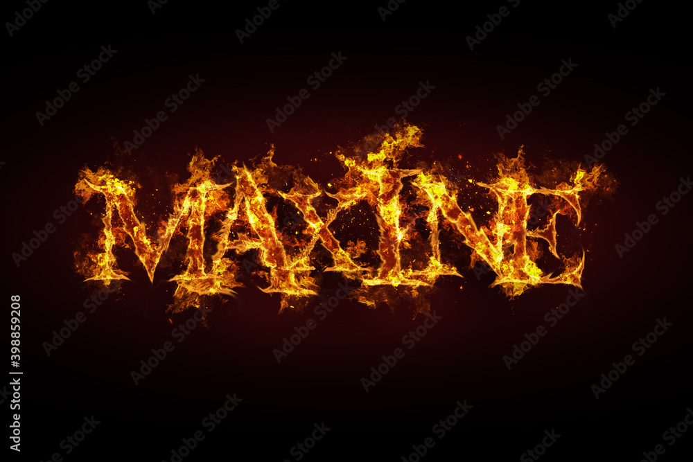 Wall mural Maxine name made of fire and flames