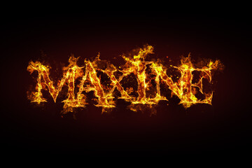 Maxine name made of fire and flames