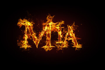 Fototapeta na wymiar Mia name made of fire and flames
