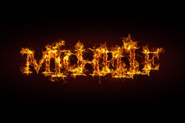 Michelle name made of fire and flames