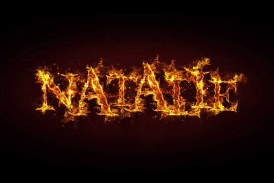 Natalie name made of fire and flames
