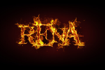Fototapeta na wymiar Rena name made of fire and flames