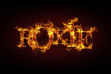 Roxie name made of fire and flames
