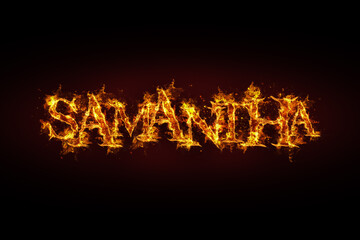 Samantha name made of fire and flames