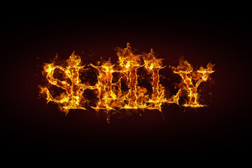Shelly name made of fire and flames