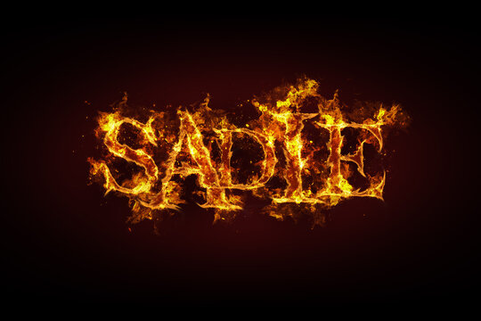 Sadie name made of fire and flames