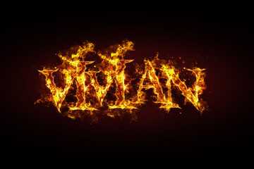 Fototapeta na wymiar Vivian name made of fire and flames