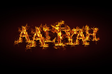 Aaliyah name made of fire and flames