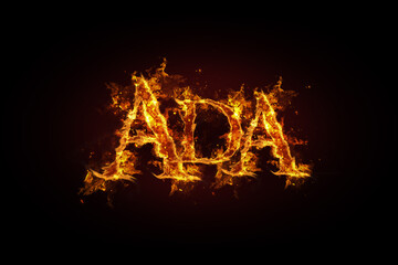 Fototapeta na wymiar Ada name made of fire and flames