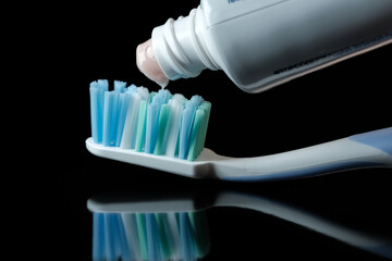 Toothbrush with light pink toothpaste